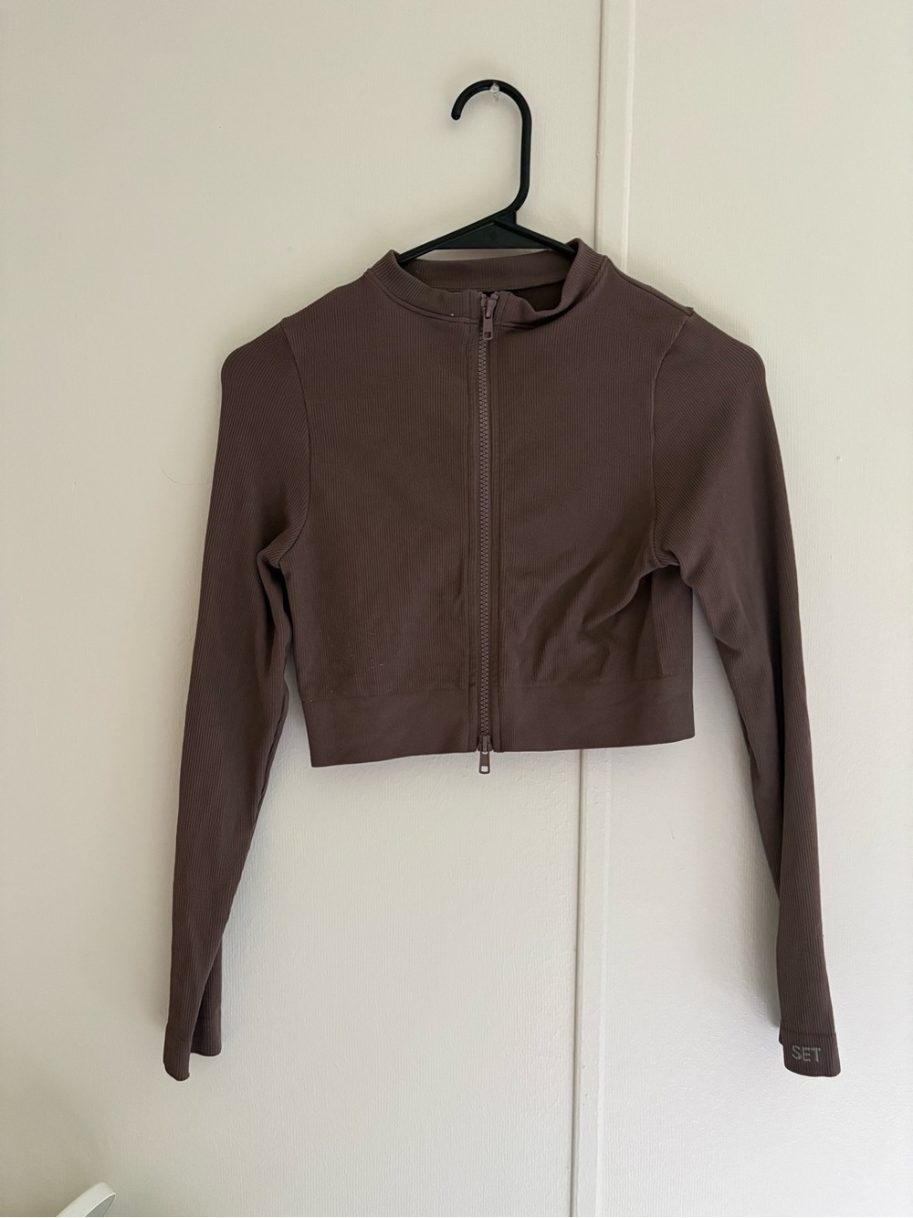 SET Active Cropped Zip-Front Jacket - Brown